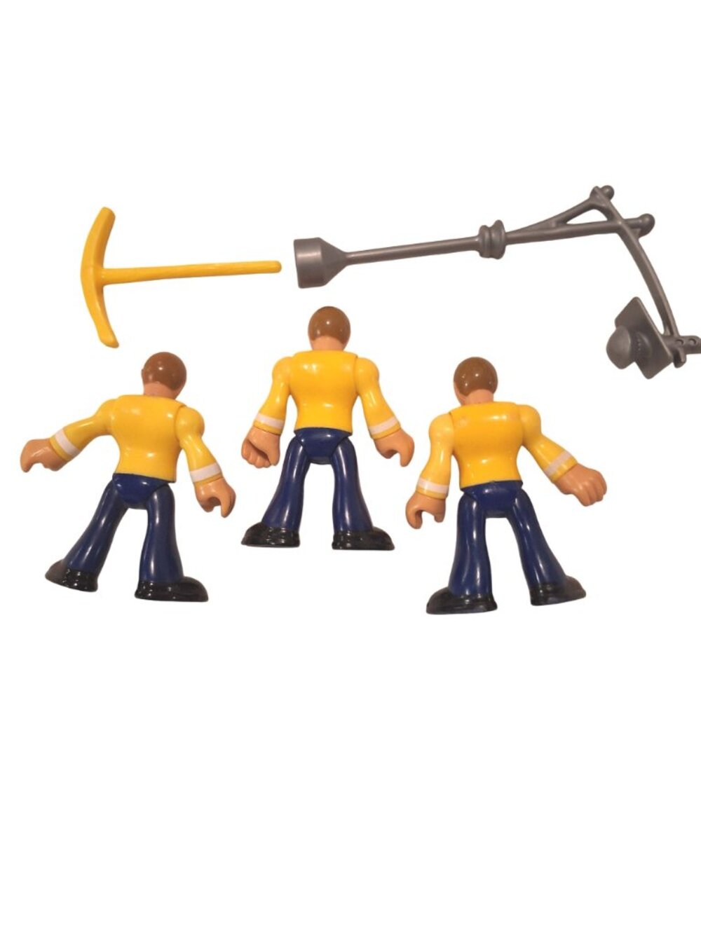 Imaginext City Rescue Construction Yellow 3 Figures Lot with Lamp Post Axe - Picture 2 of 15